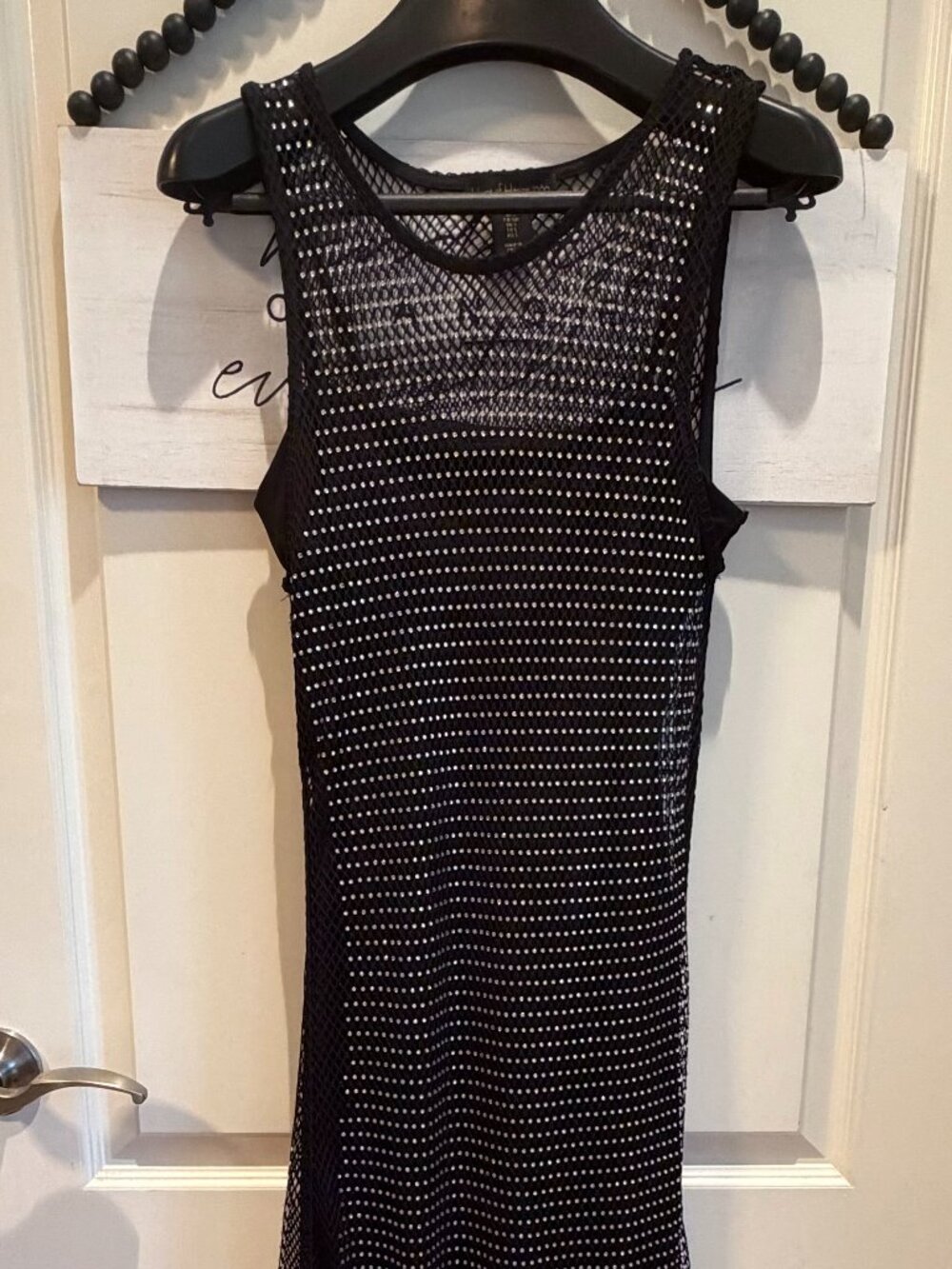 House of Harlow 1960 Swarovski Crystal Black Mesh Long Crystals Dress Small 4 6